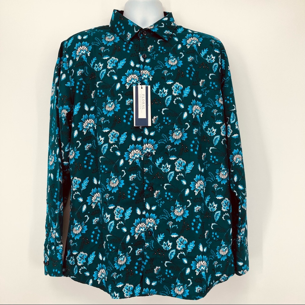 NWT Silver Stone Floral Collection Men’s Long Sleeve Button Up Shirt Size XXXL